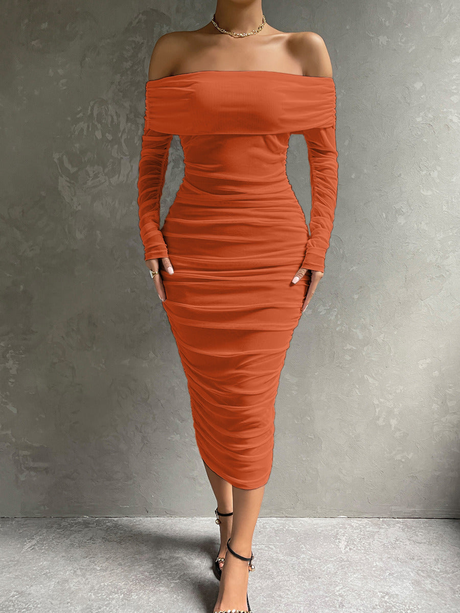 Off-Shoulder Mesh Dress