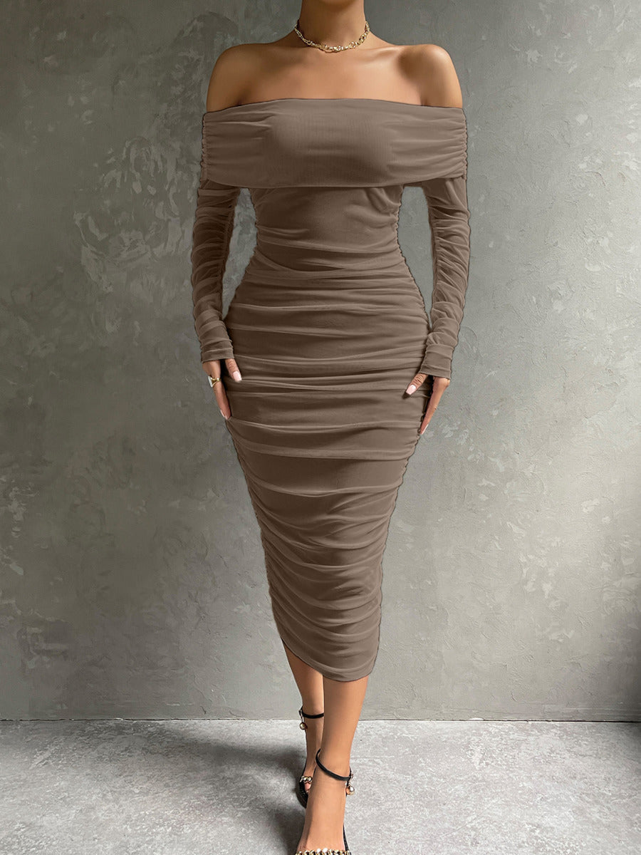 Off-Shoulder Mesh Dress