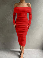 Off-Shoulder Mesh Dress