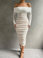 Off-Shoulder Mesh Dress