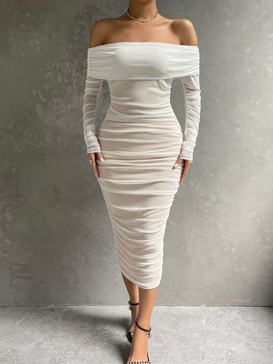 Off-Shoulder Mesh Dress