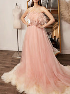 Sequined Mesh Dress with Feather Details