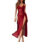 Lace Sheer Nightdress with a Split Detail
