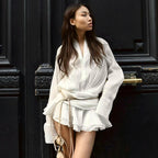 Relaxed-Fit Twist-Detail Mini Dress with Pleat Details